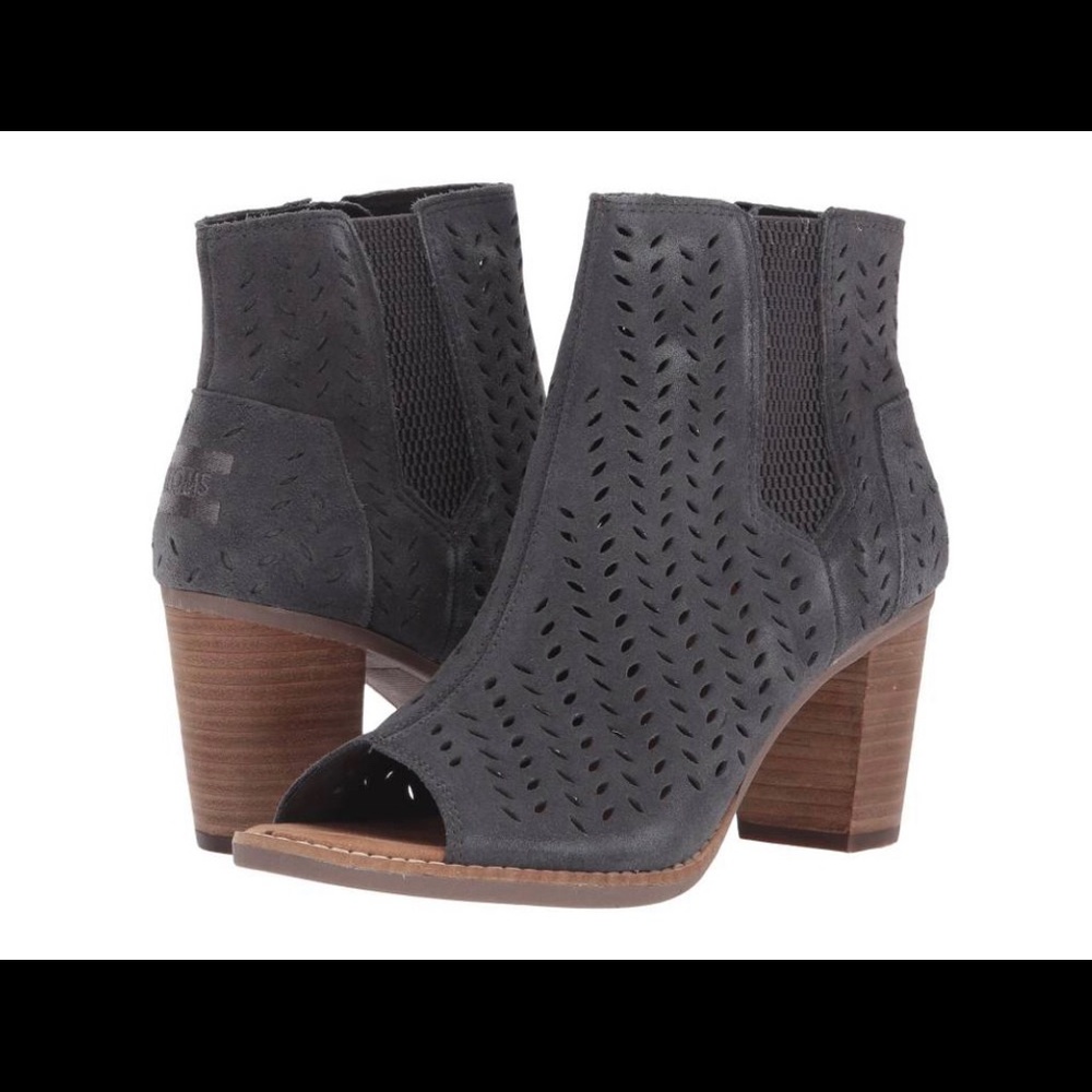 Brand new Toms Majorca Gray Peep Toe Booties